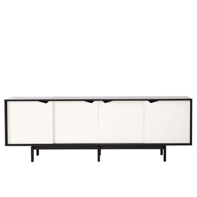 S1 Sideboard Schwarz lackierte Eiche/Weiß 200x68