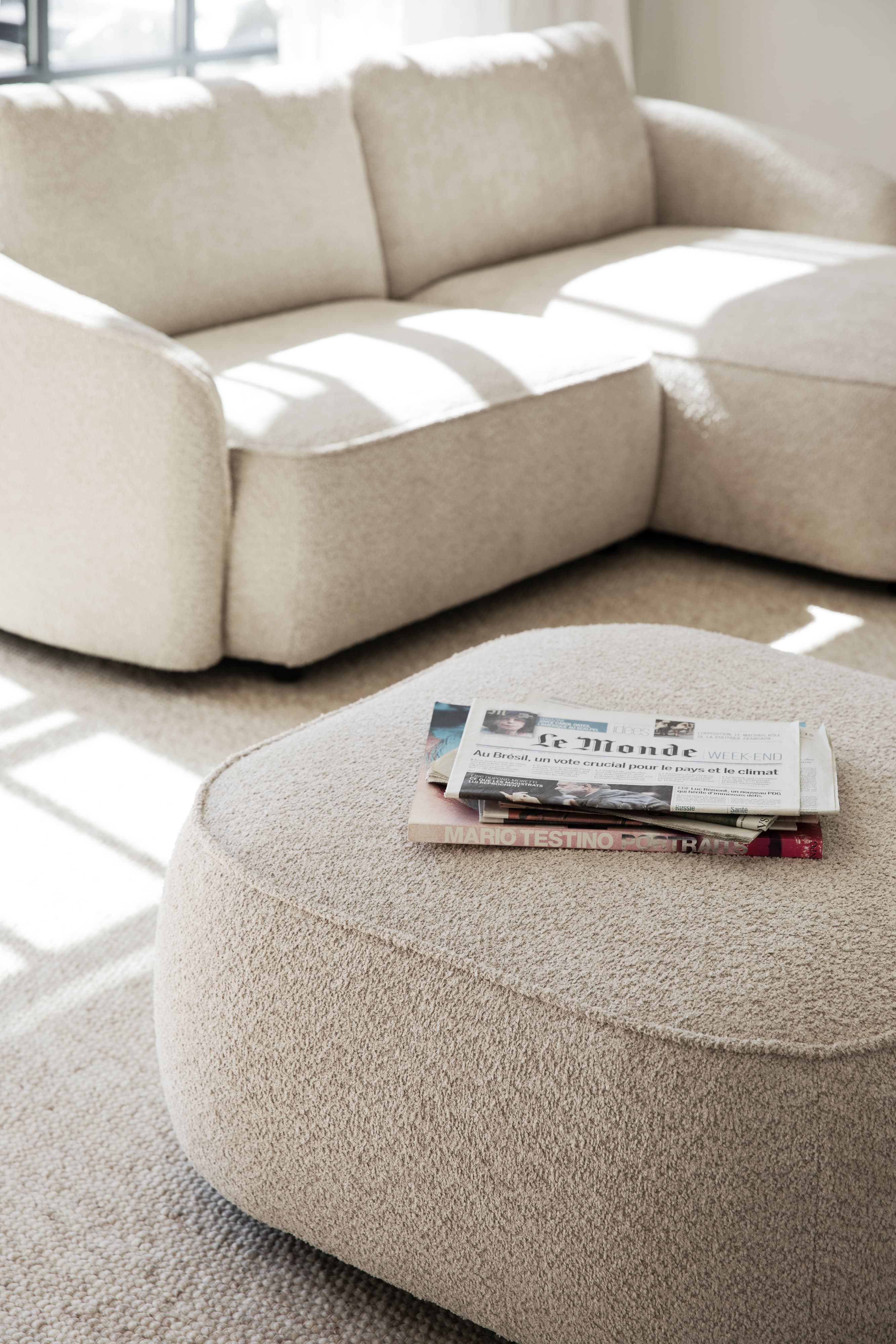 Norris Footstool Light Beige 89cm