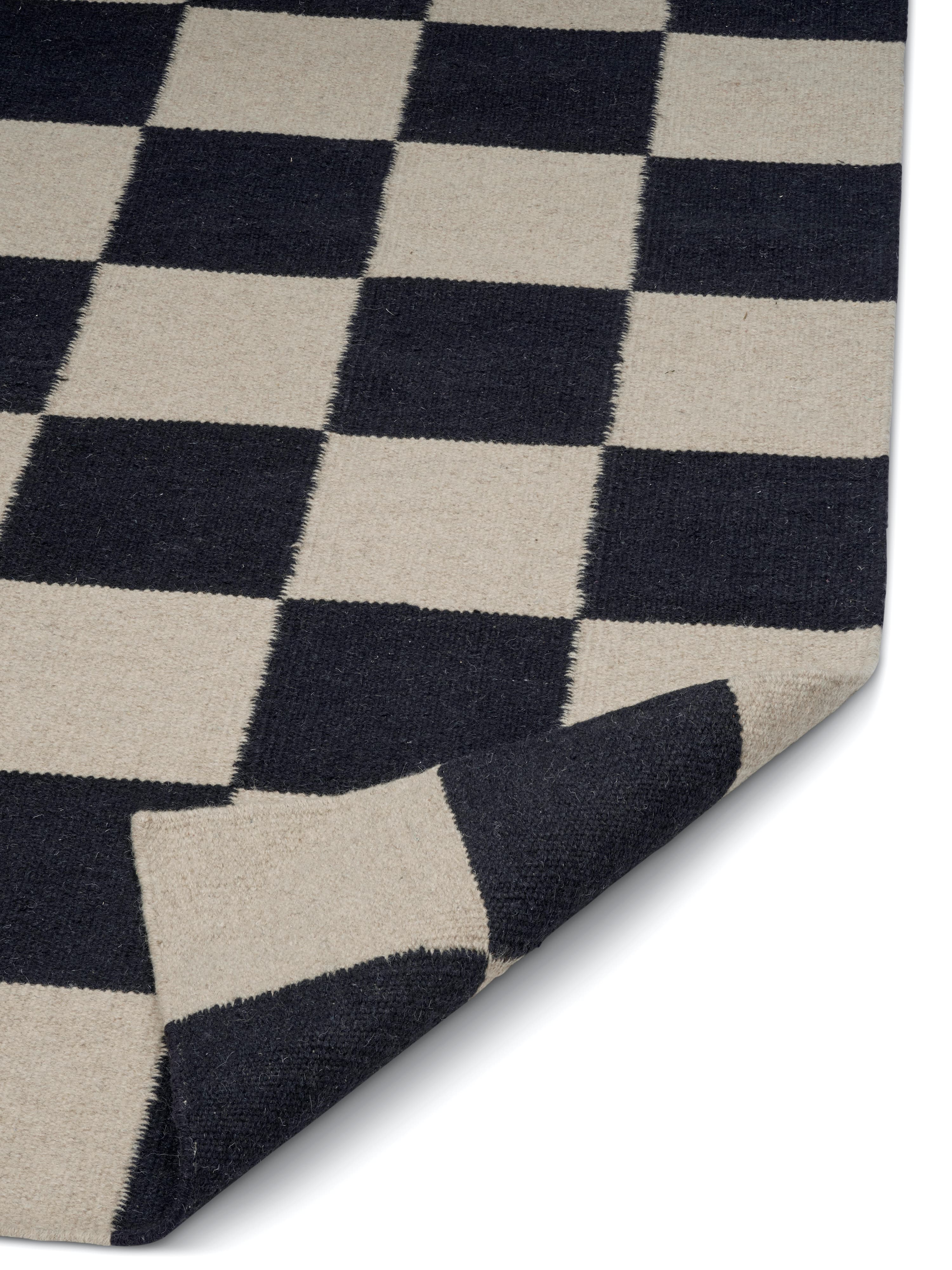 Squares Wollteppich Schwarz/Natur 200x300