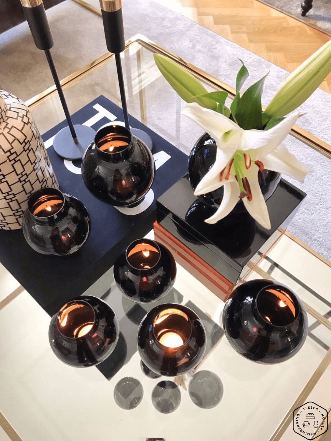 Vase/Candle Holder Black 15cm