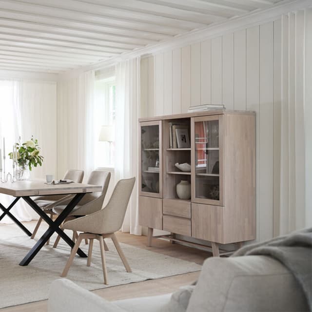 Brooklyn Vitrineschrank Weiß pigmentierte Eiche
