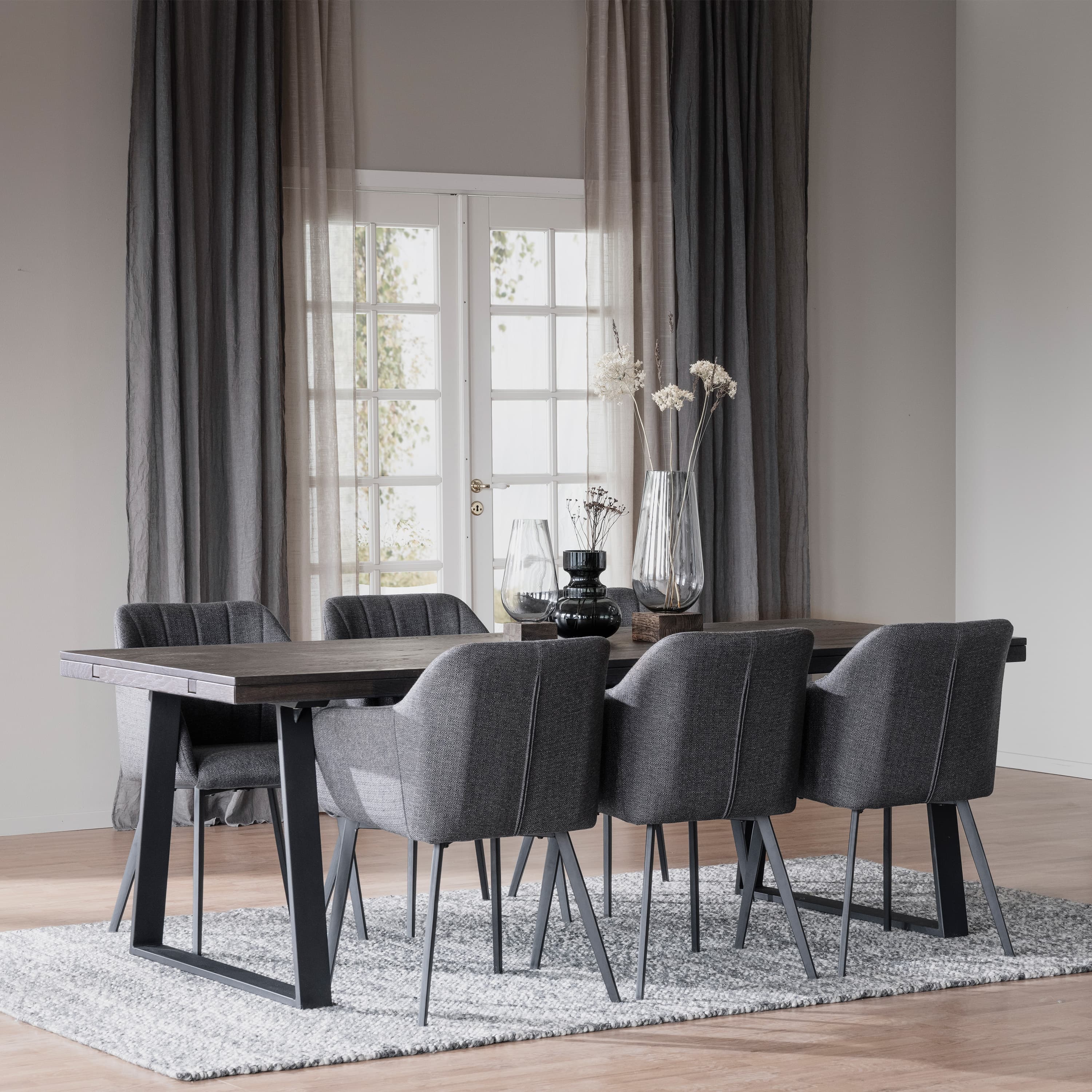 Brooklyn Dining Table U-leg Dark Brown Oak 220cm
