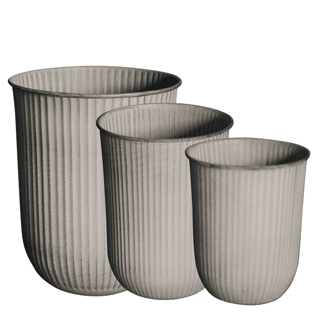 Out Stripe Pot Beige Set of 3