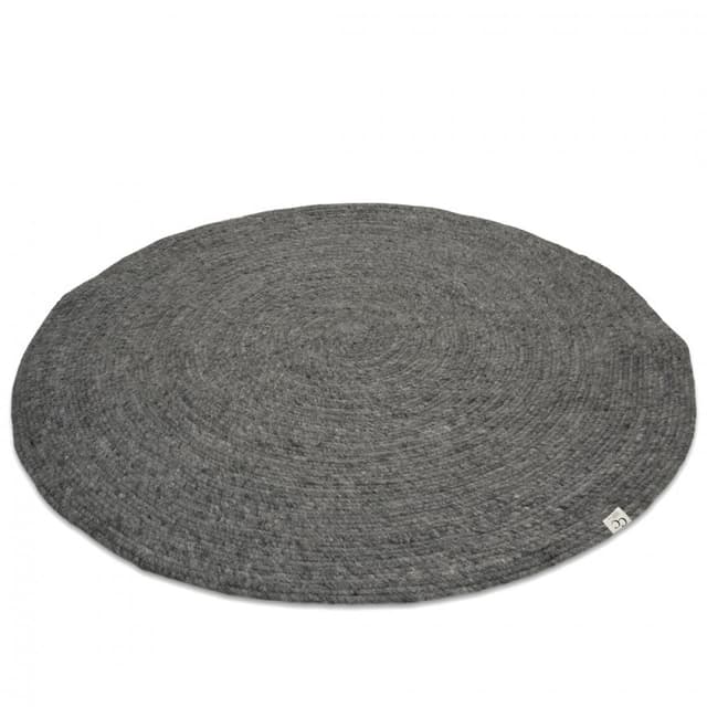 Merino Runder Wollteppich Granit Ø160