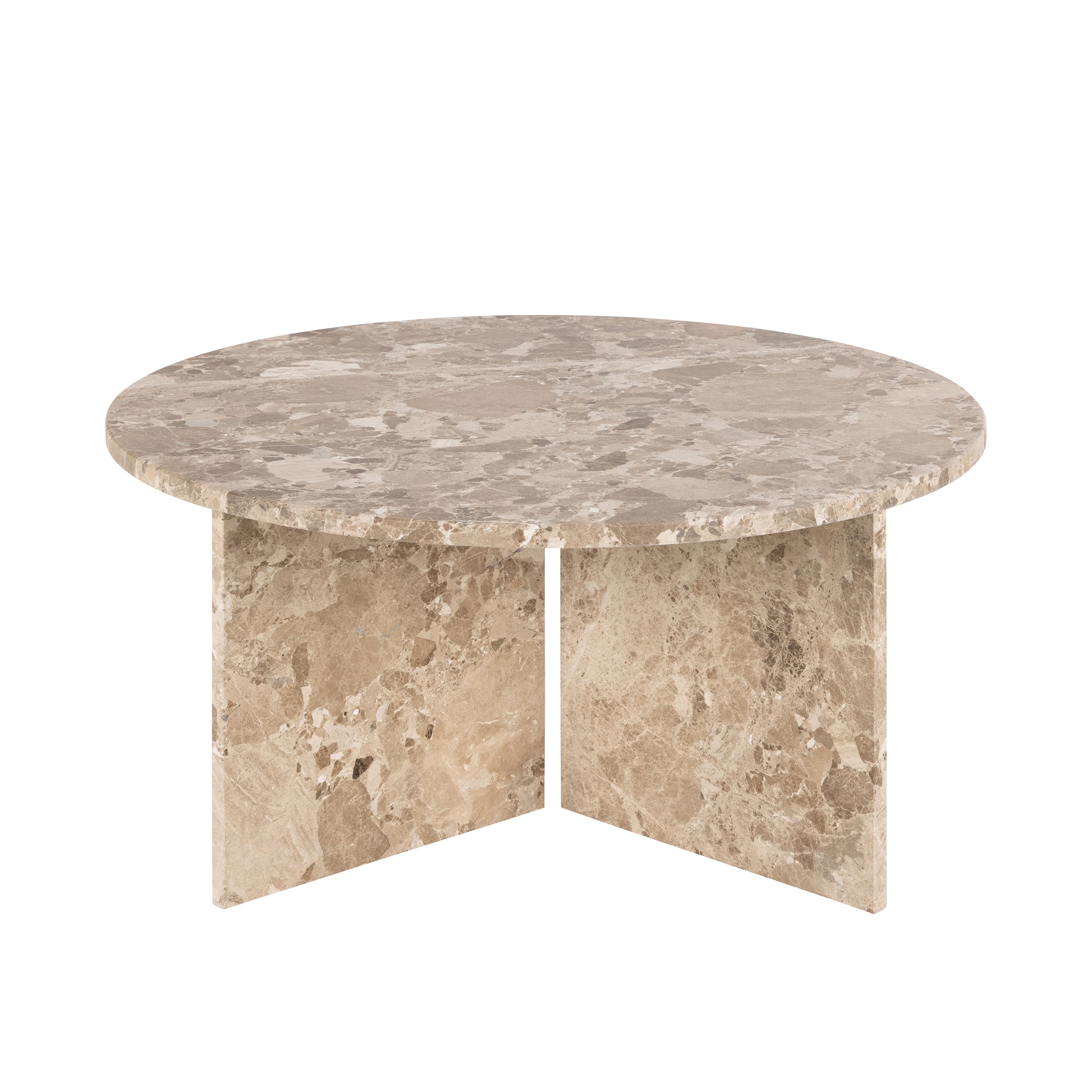 Ilex Couchtisch Rund Marmor Latte Brown Ø90