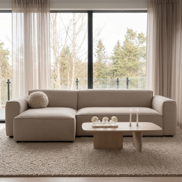 Bobbie 3‑Sitzer Sofa mit Recamiere links Beige 279 cm