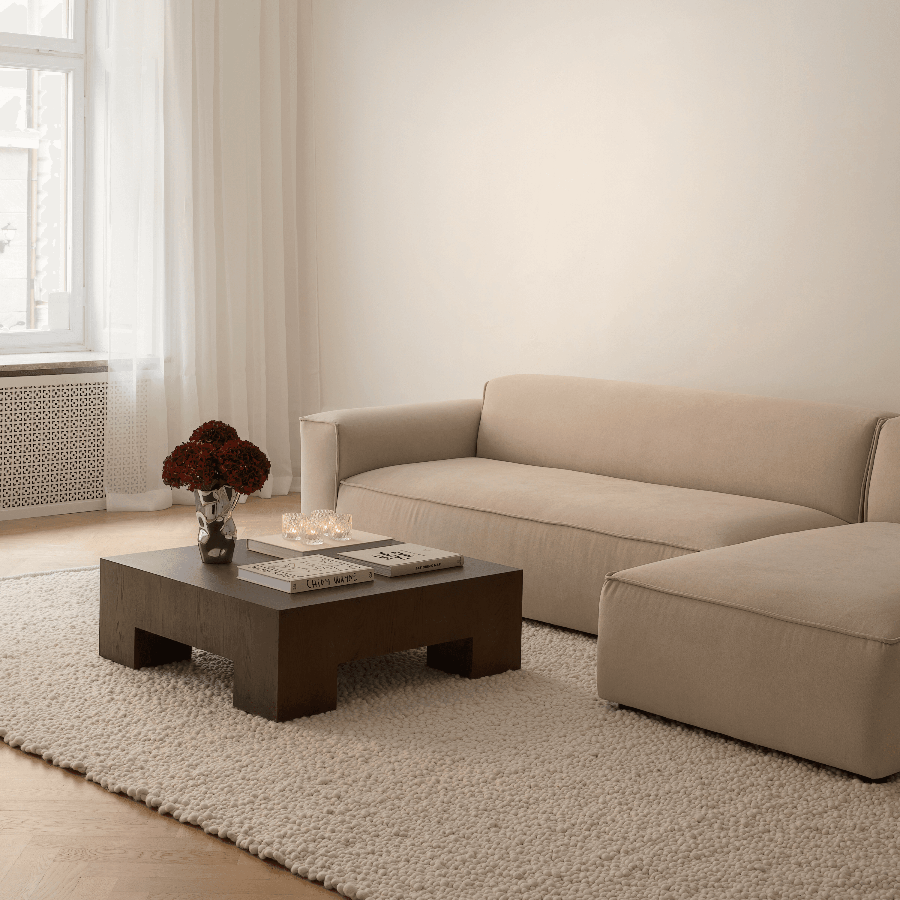 Chunky Couchtisch Braun gebeizte Eiche 90x90