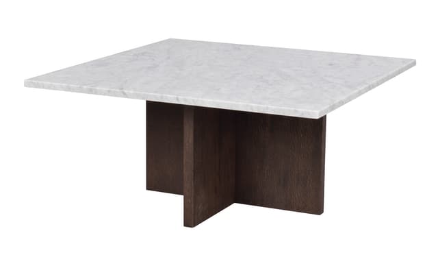 Brooksville Couchtisch Weiß Marmor/Eiche 90x90