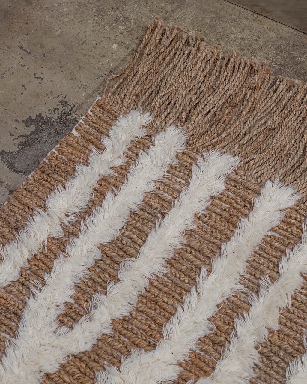 Wahl Jute/Wolle Läufer Braun/Weiß 80x350
