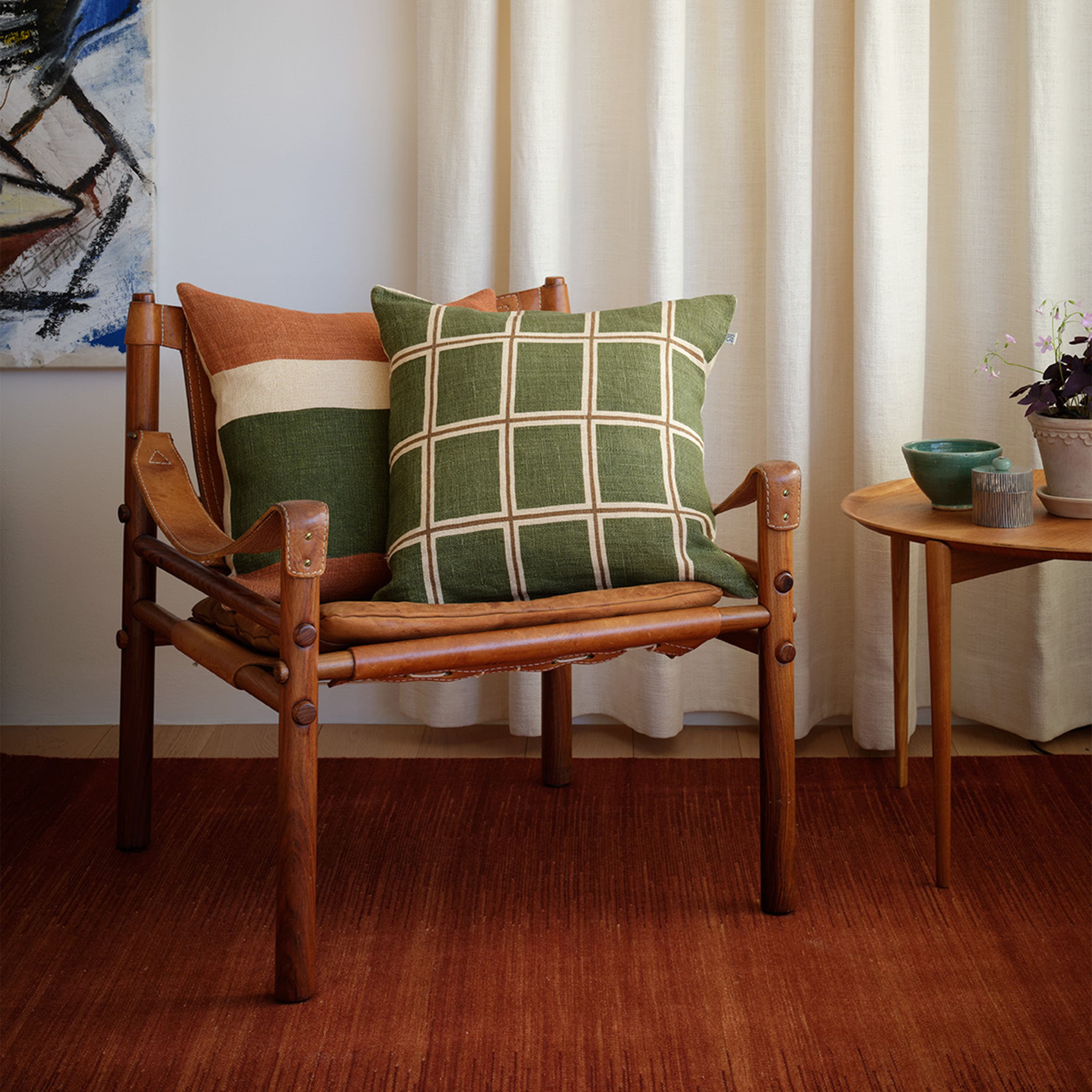 Raha Kissenhülle Cactus Green/Taupe 50x50