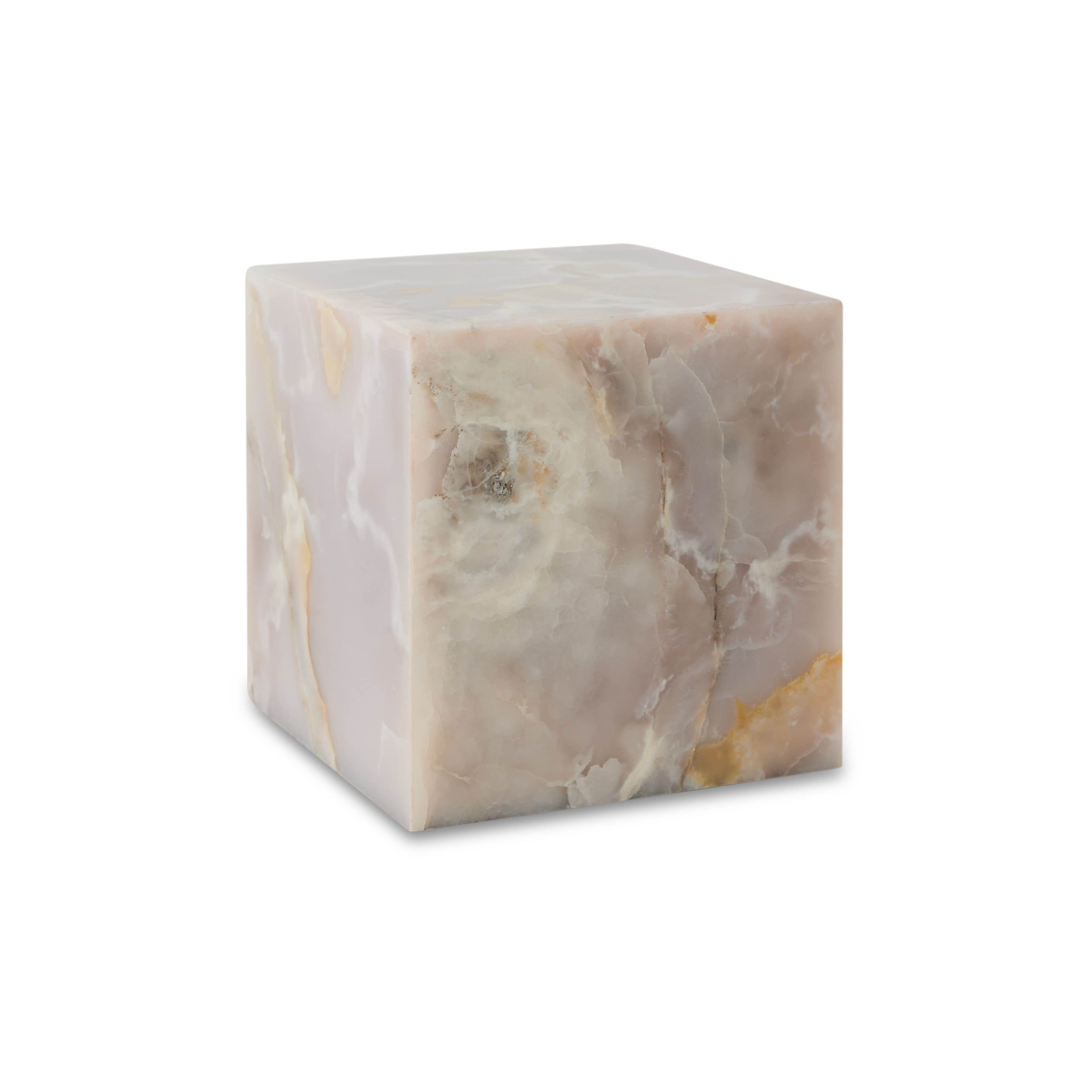Block Side Table Pink Onyx 35x35