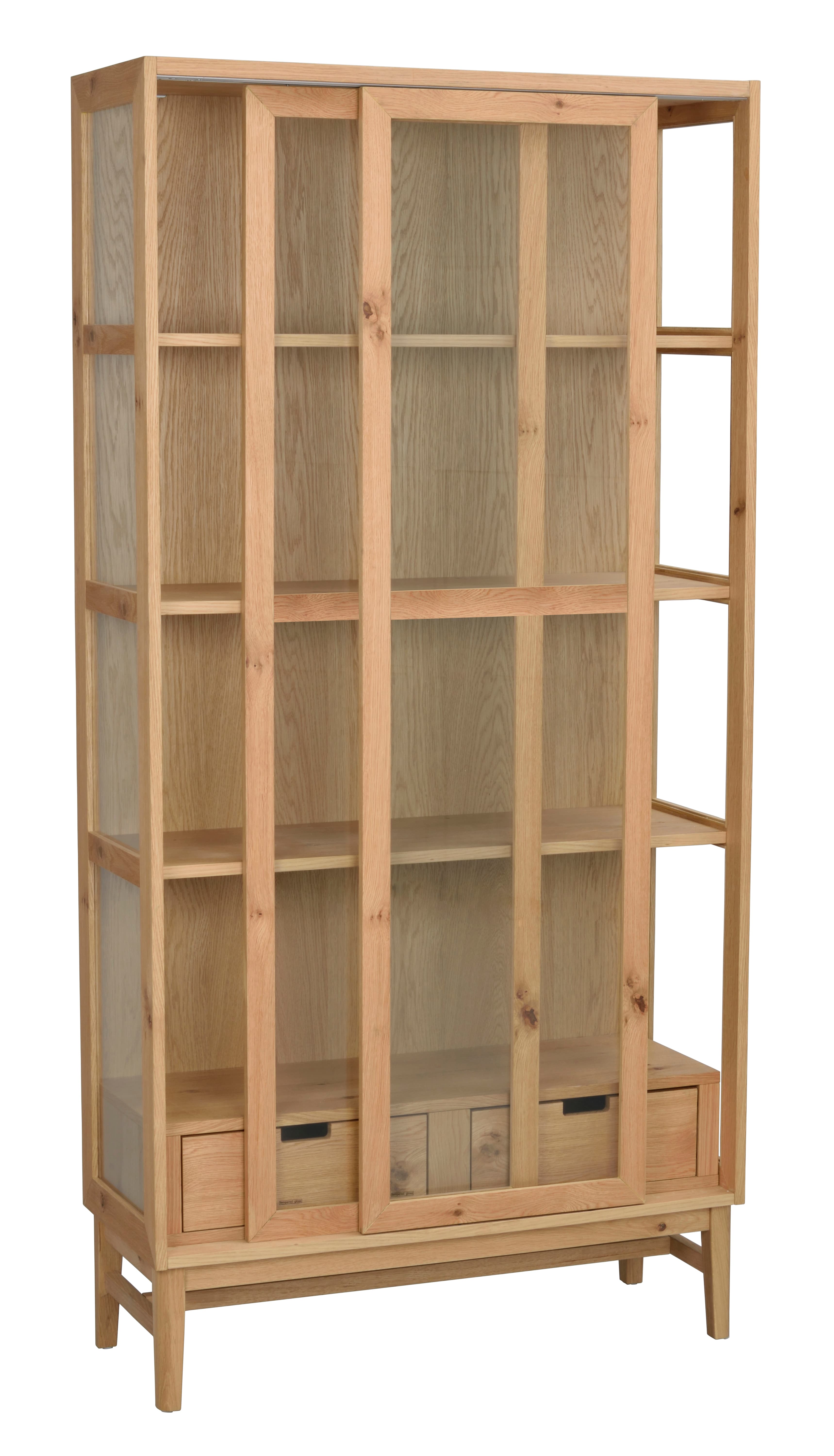 Hazelton Glass Cabinet Oak 203cm