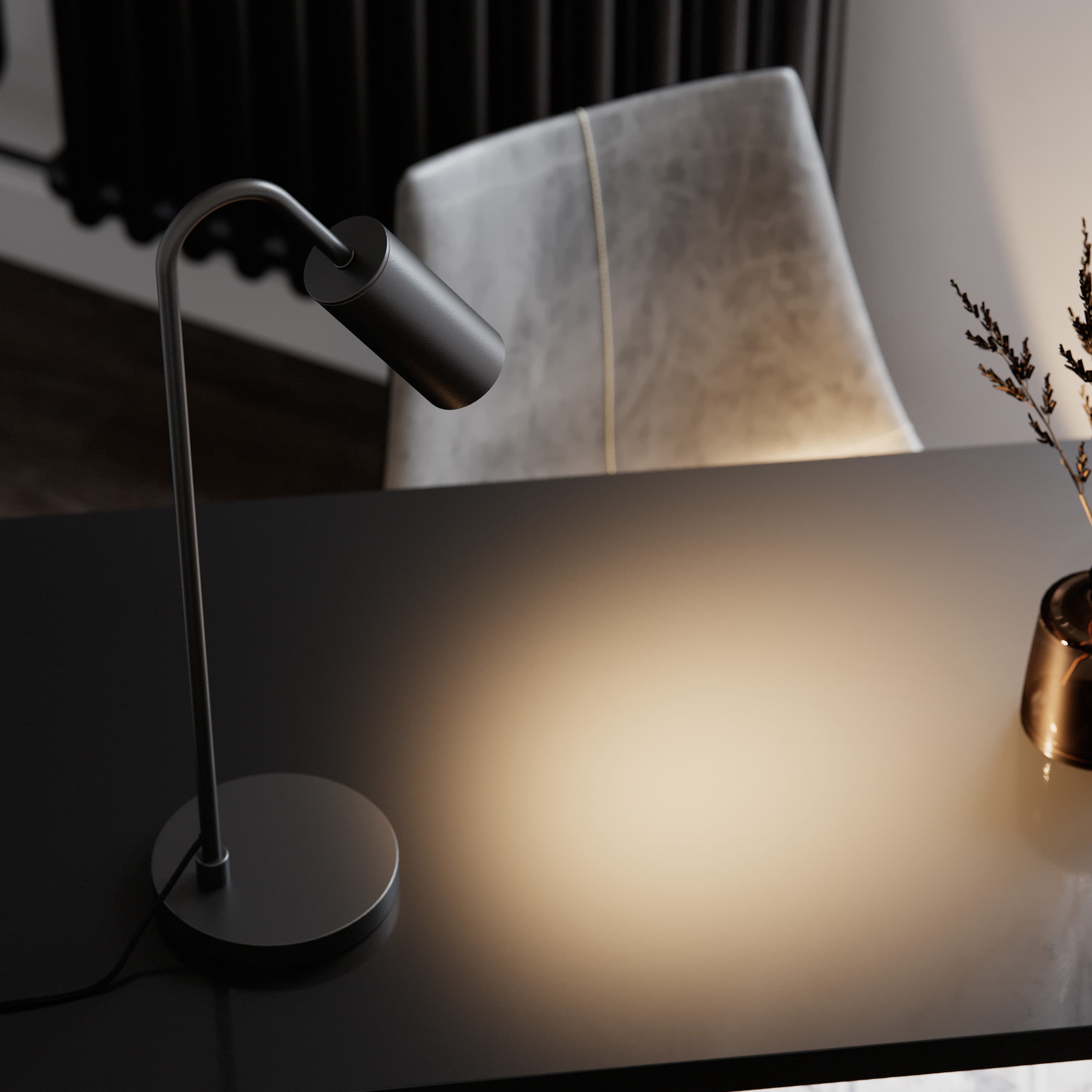 Curve Tischlampe Matt Schwarz 51cm