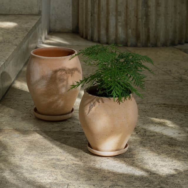 Delphi Plant Pot with Saucer Raw Rosa Ø20