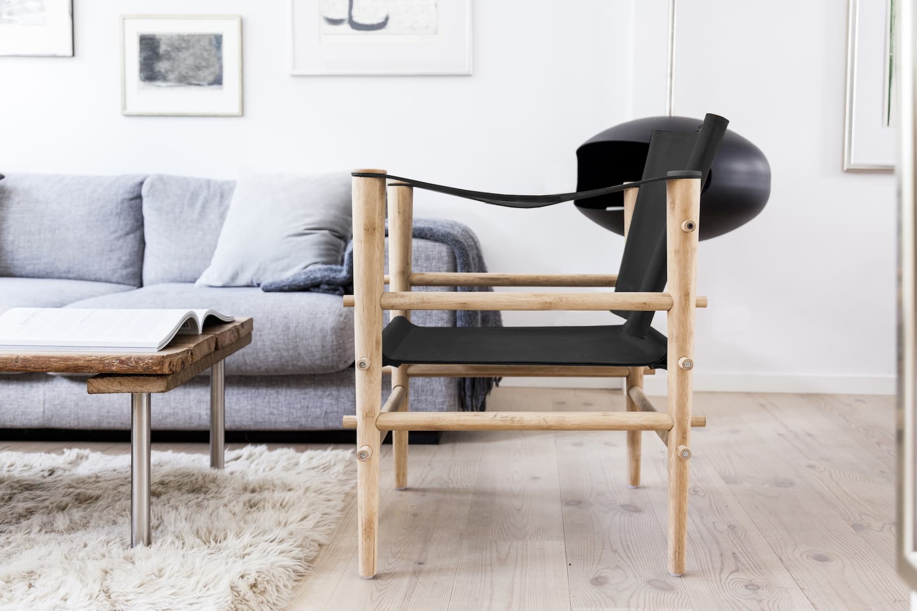 Noble Safari Lounge-Sessel Schwarz/Holz
