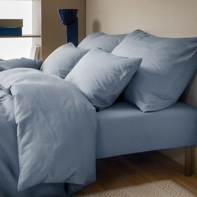 Harmoni Bettwäscheset Satin Gedämpftes Blau 150x210/50x60