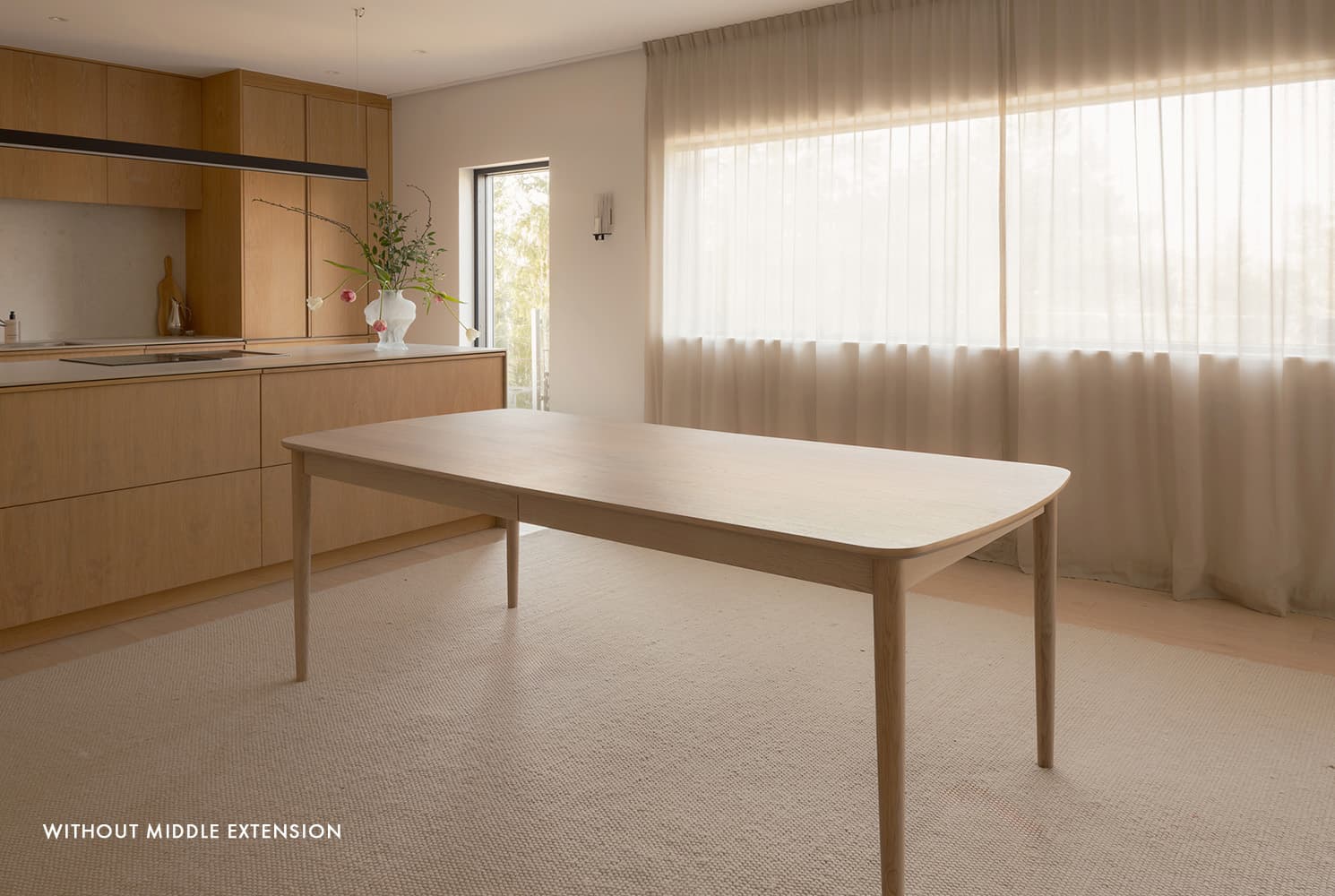 Leah Dining Table White Oiled Oak 220+50+50