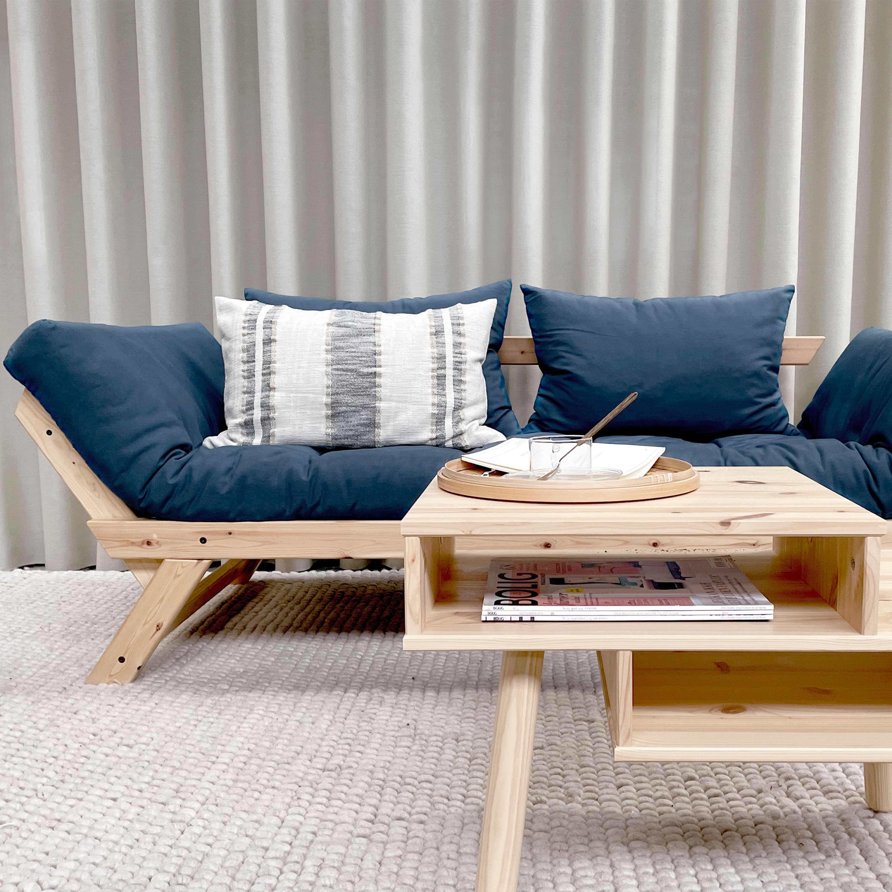 Bebop Daybed Natural/Petrol Blue 174cm
