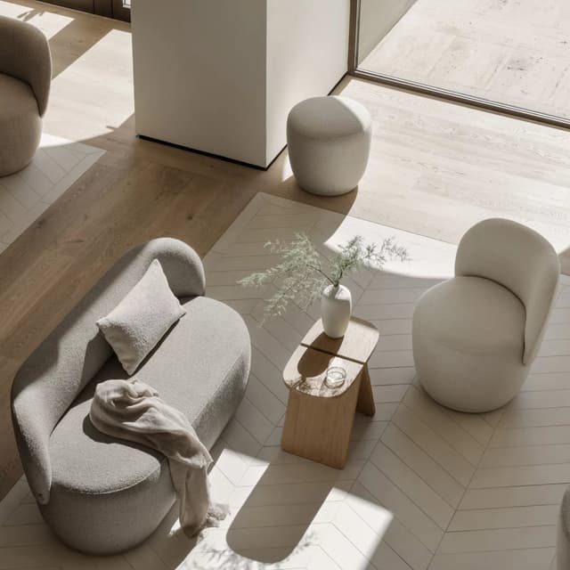 Kuon Pouf Bouclé Beige Ø48