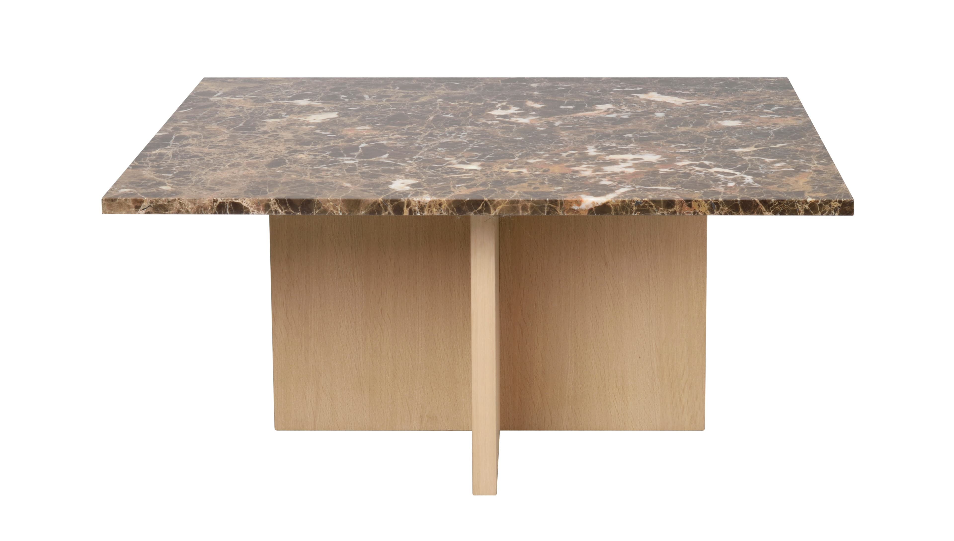 Brooksville Couchtisch Braun Marmor/Weiß pigmentiert 90x90
