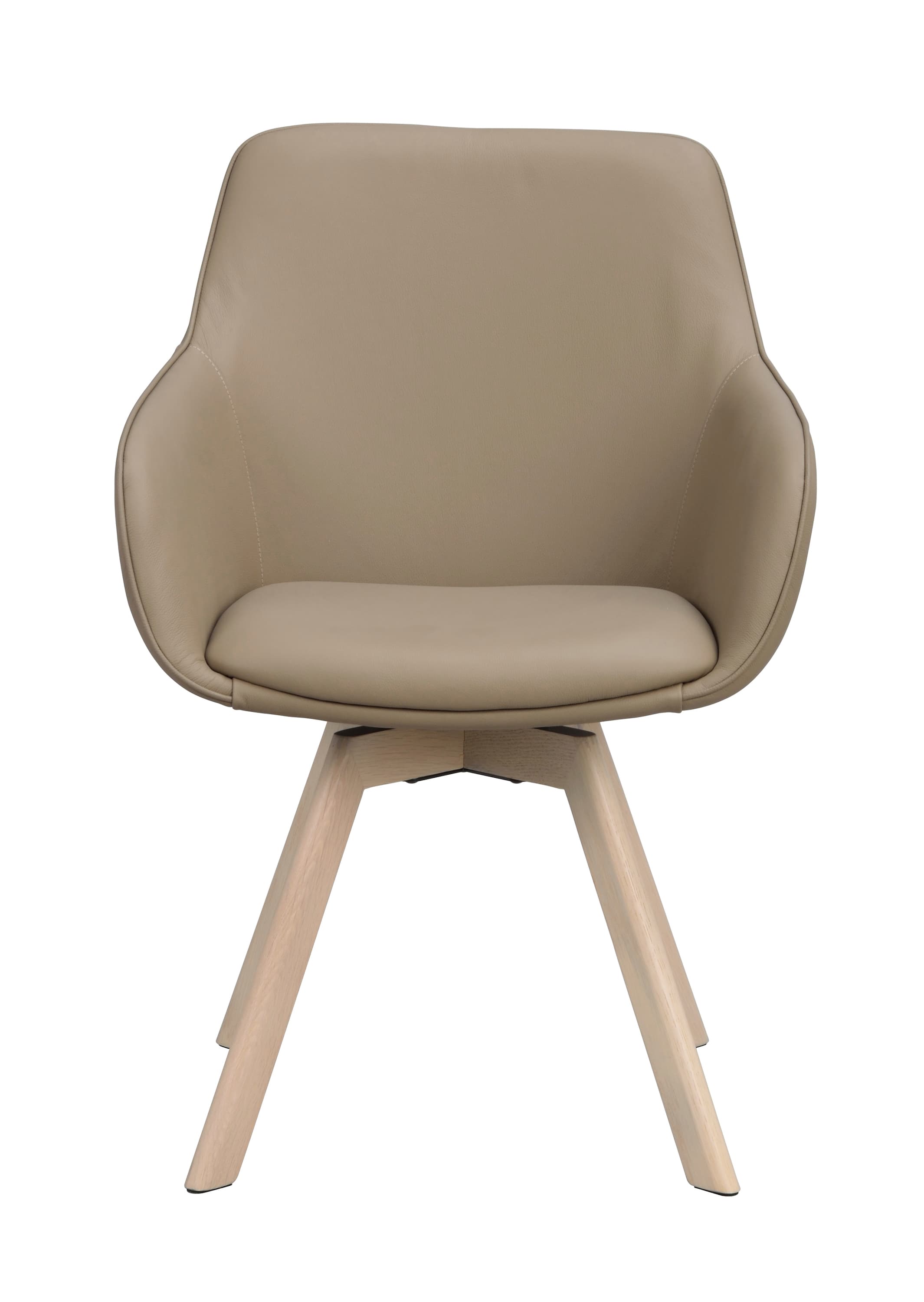 Alison Armlehnstuhl Beige Leder/Weißpigmentiert