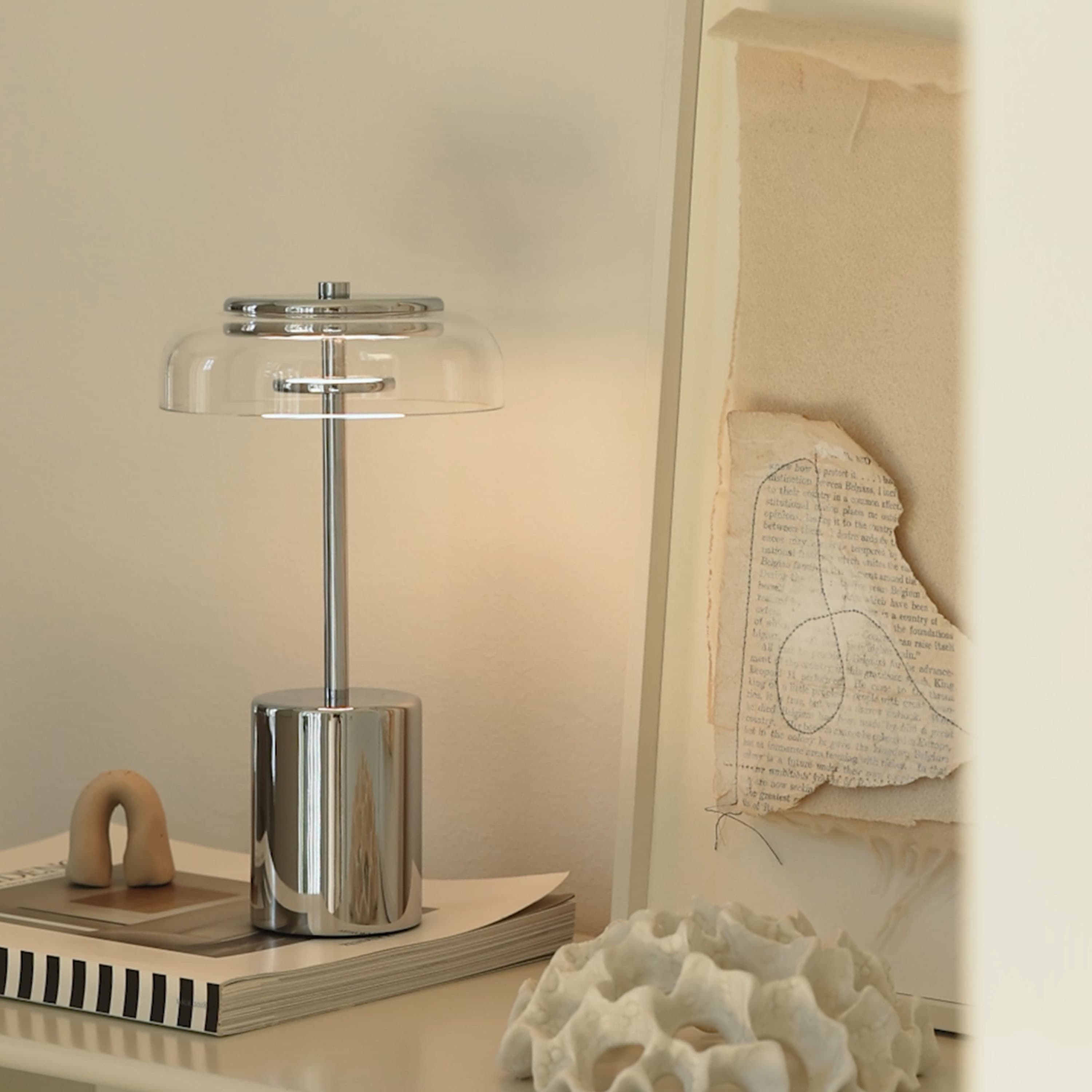 Blossi Table Lamp Chrome/Clear Small