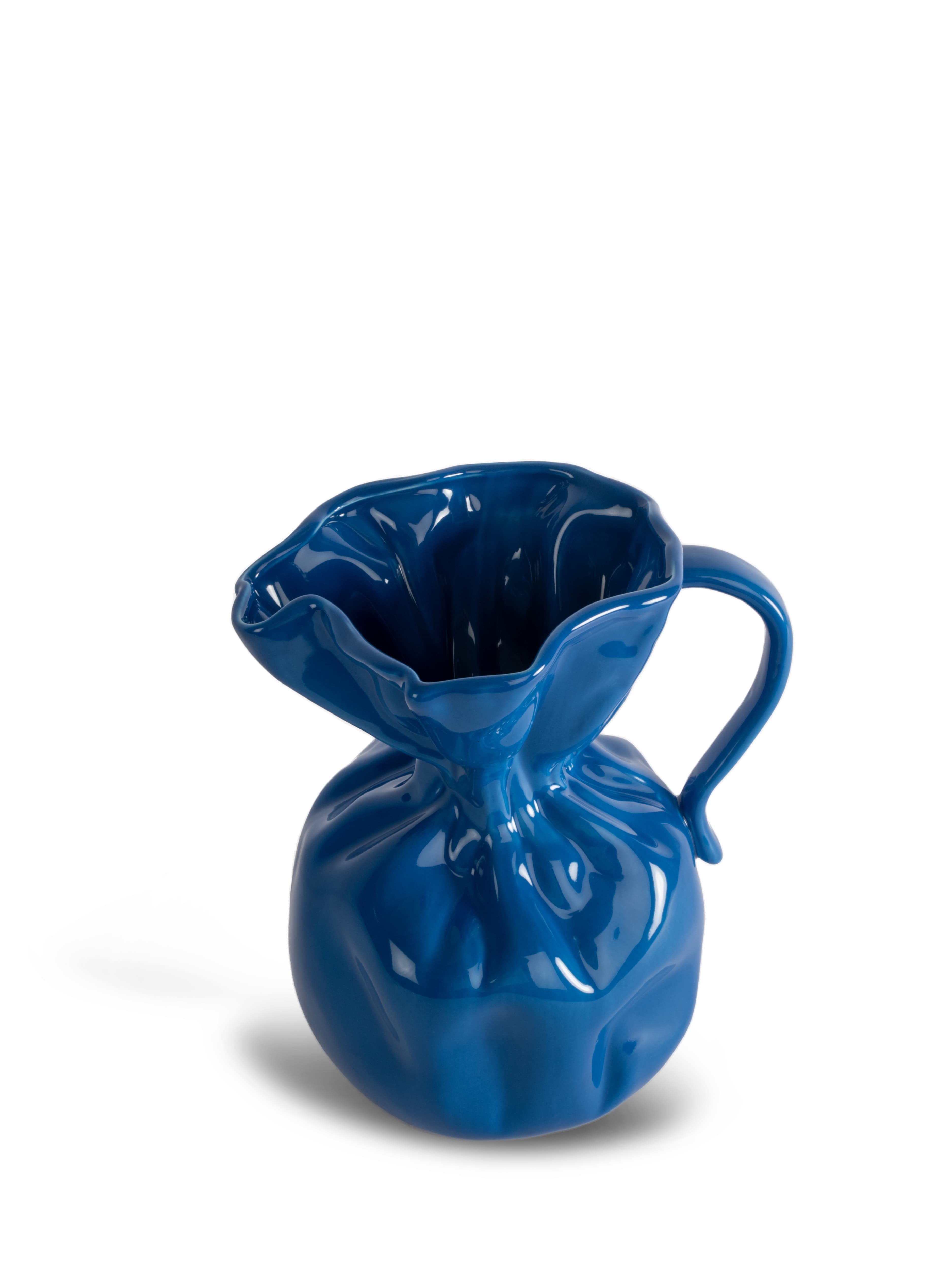 Crumple Vase/Kanne Blau 26cm