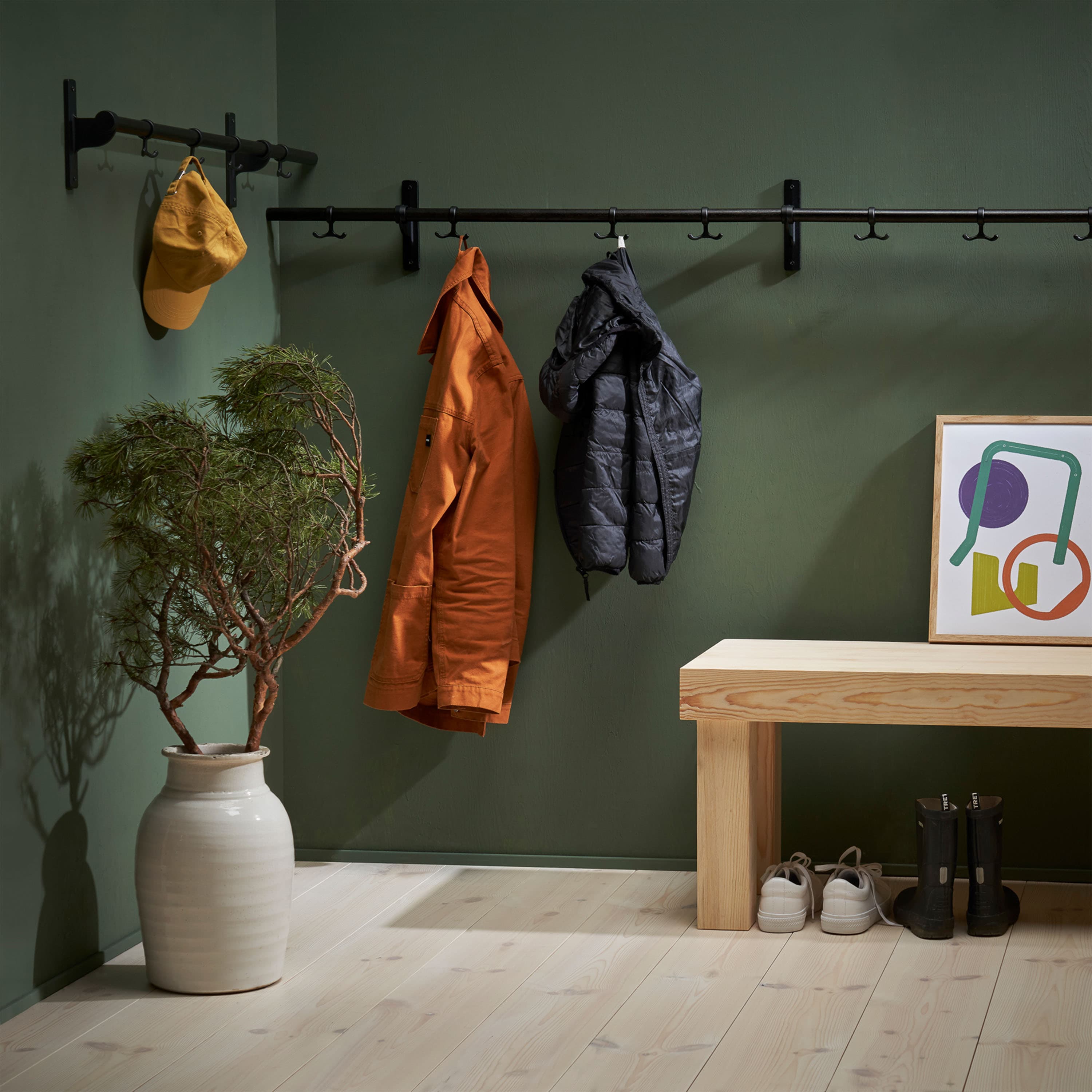 Nostalgi Coat Rack Oak/Aluminium 100cm