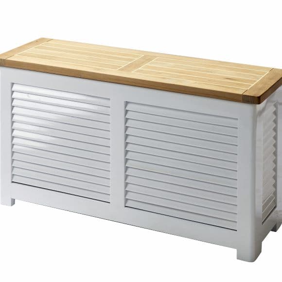Classic Storage Bench Teak/White 90cm