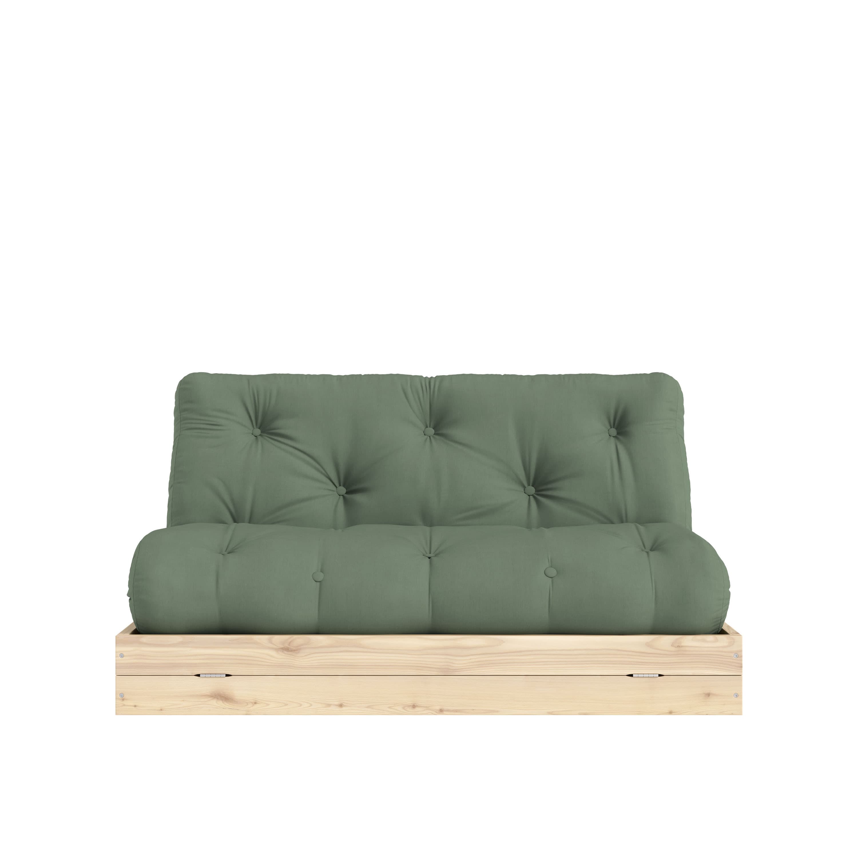 Flip Schlafsofa Raw mit Matratze Olive Green 140x200