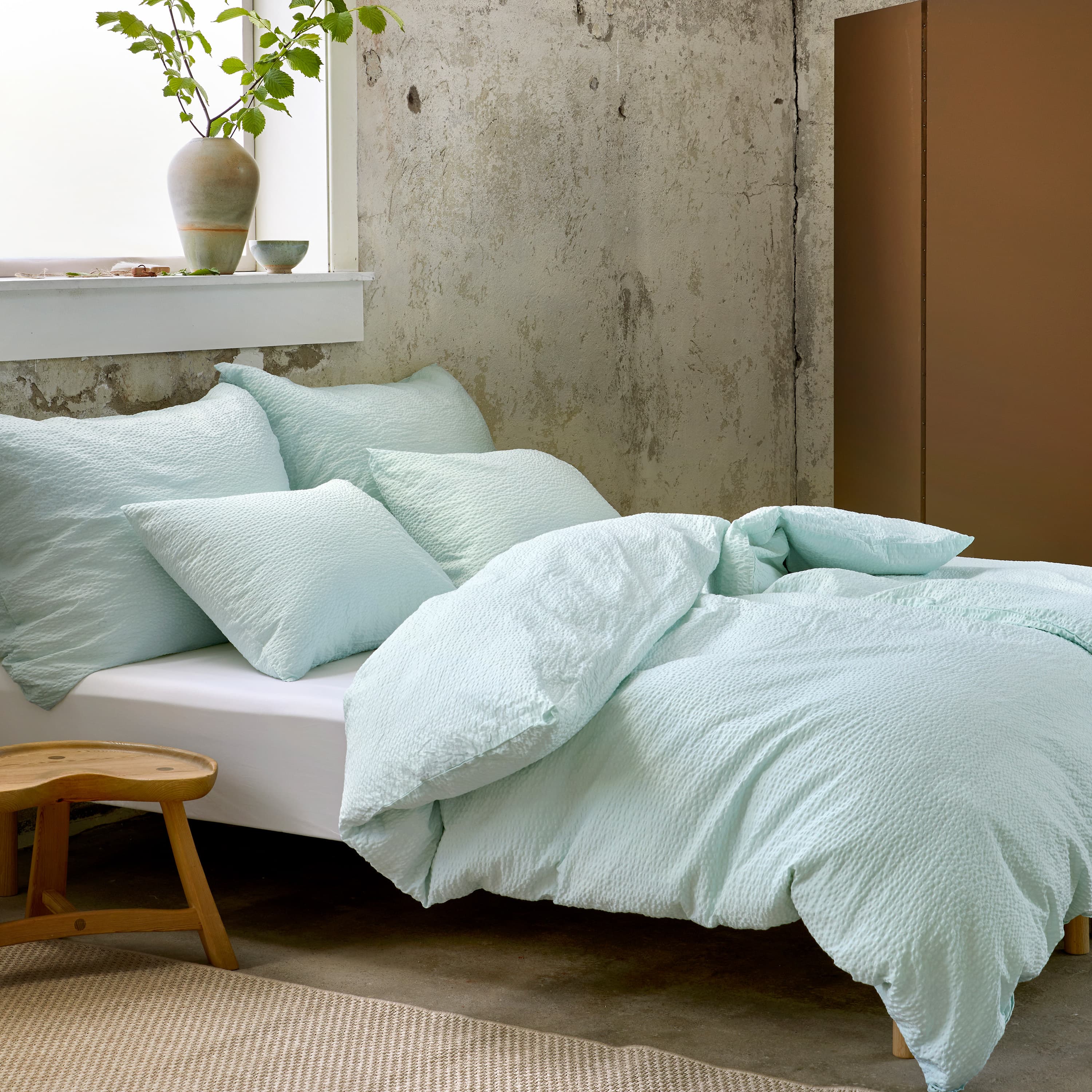 Sanna Bettwäsche-Set Aqua 150x210/50x60