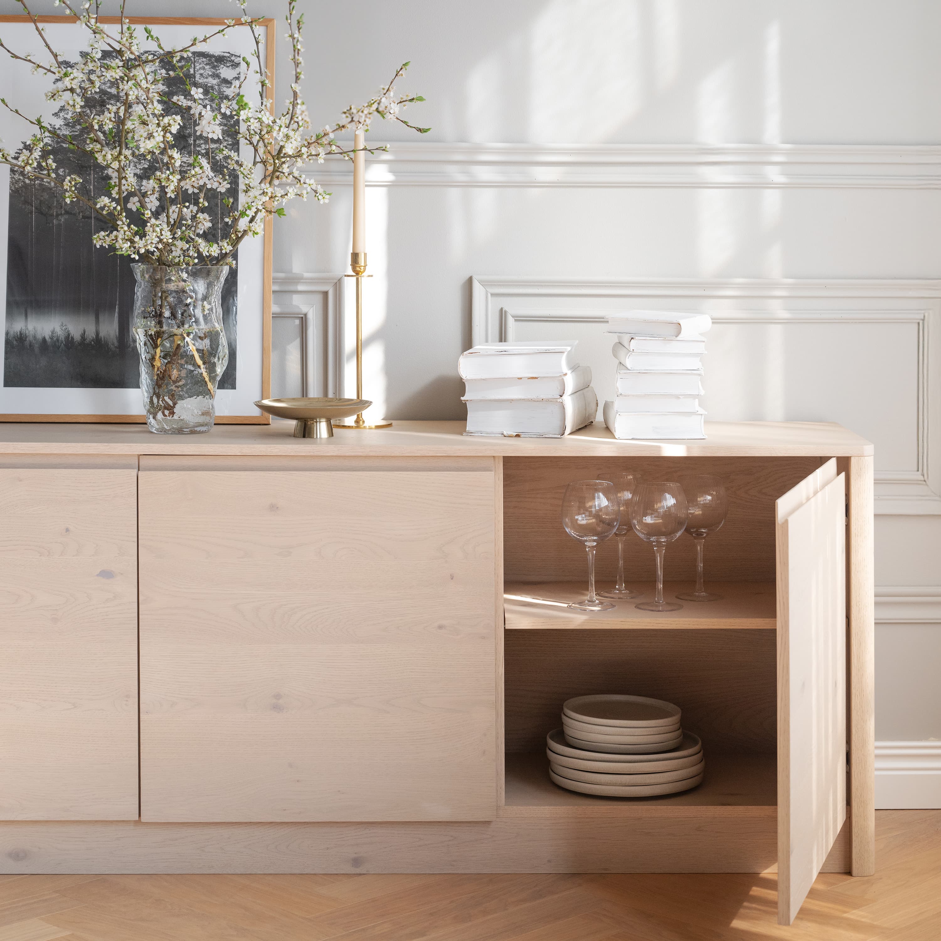 Melstone Sideboard Weiß pigmentierte Eiche 180x70