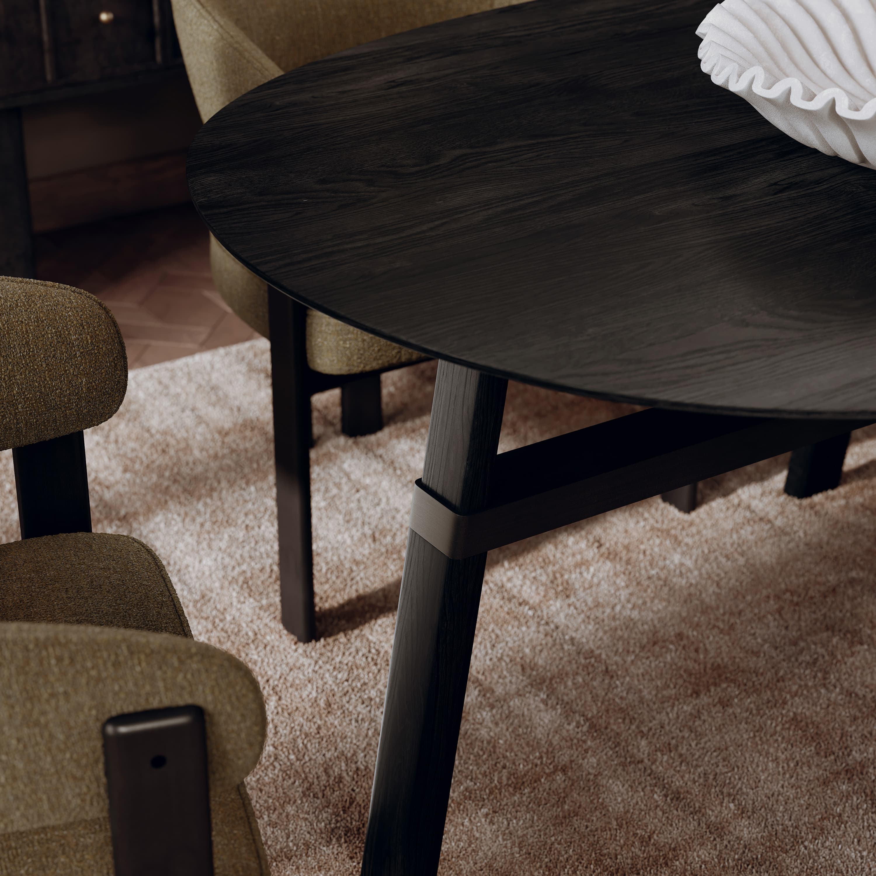 Cross Matbord Black Stained Ash/Antique Pewter 220cm