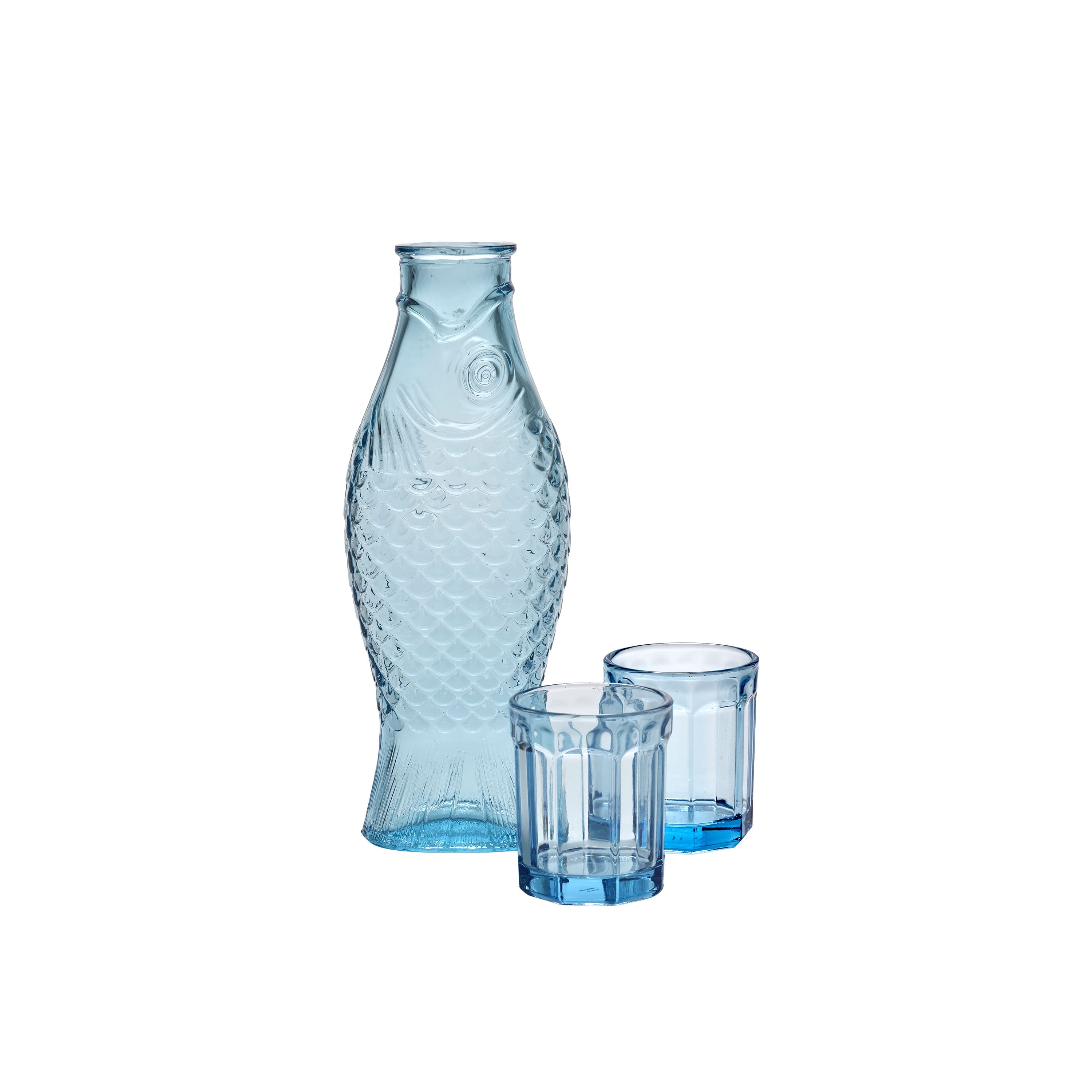 Fish&Fish Carafe with 2 Glasses Blue