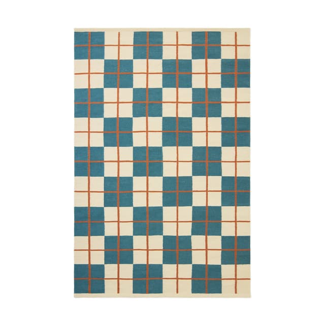 Haveli Wollteppich Heaven Blau/Hellkhaki/Rost 230x320 cm