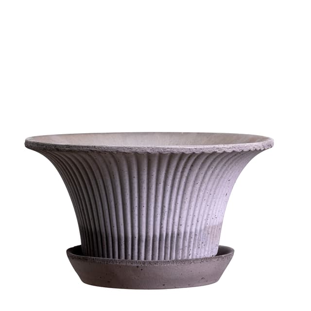 Daisy Pot with Saucer Raw Grey Terracotta Ø30