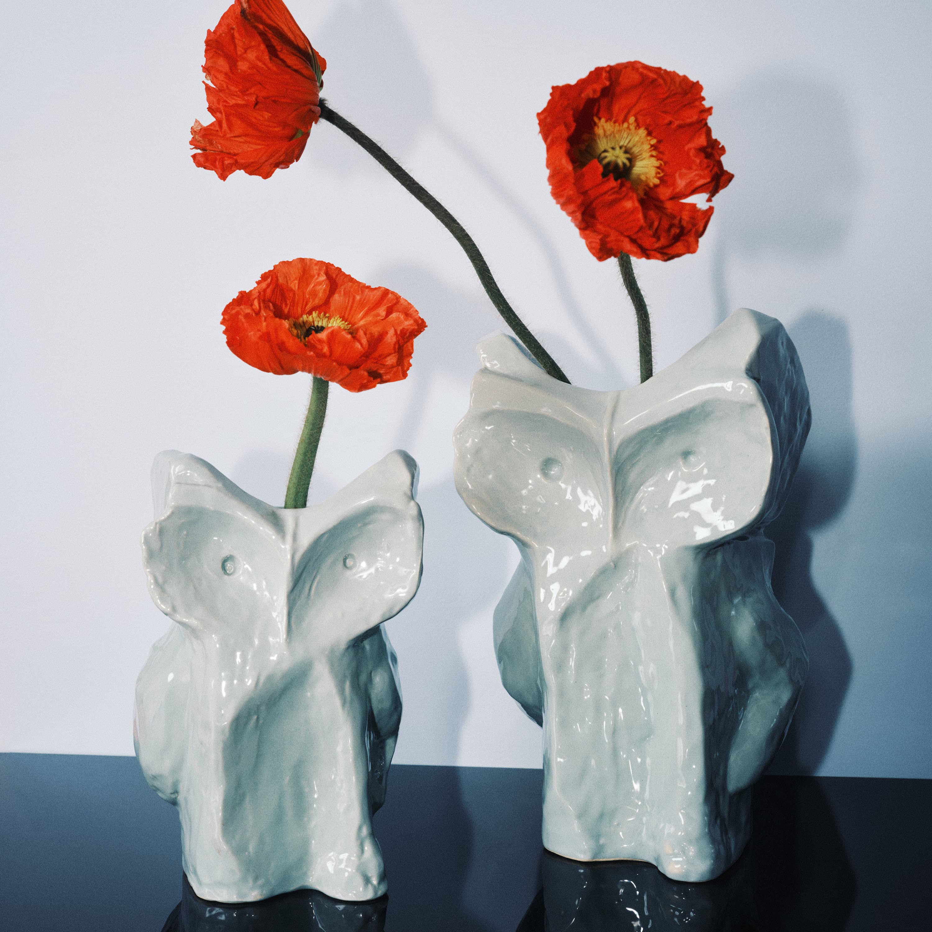 Owl Vase Light Blue After Midnight Small