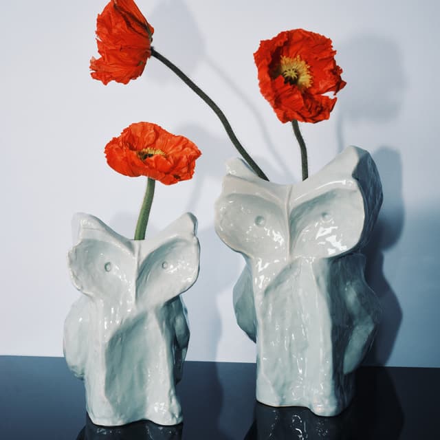 Owl Vase Light Blue After Midnight Small