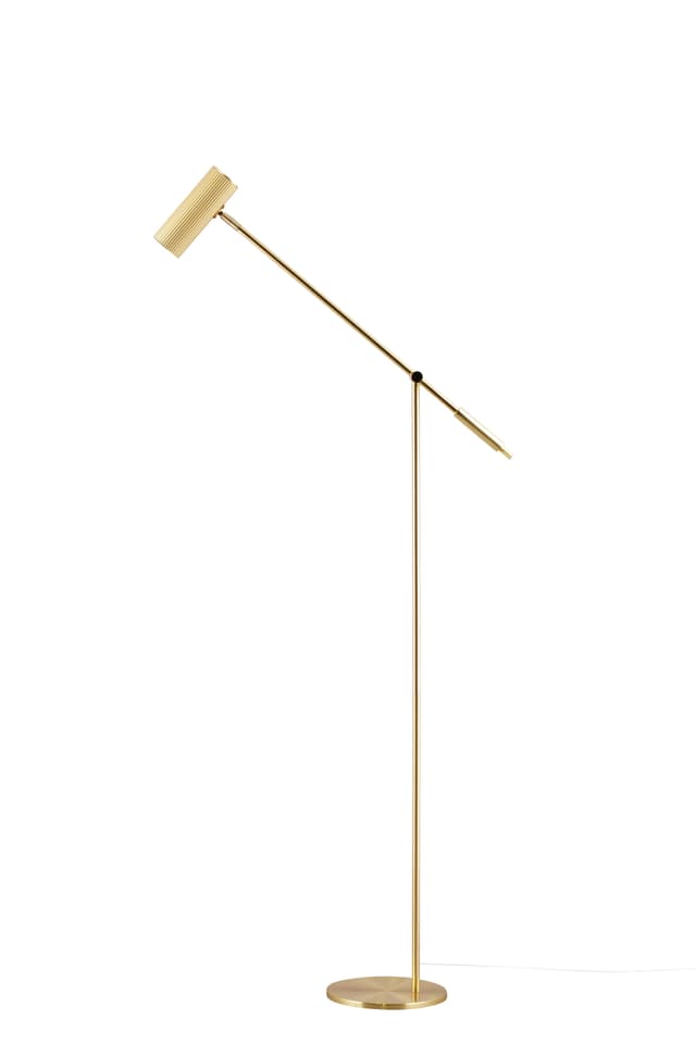 Hubble Read Floor Lamp Brushed Brass 120cm