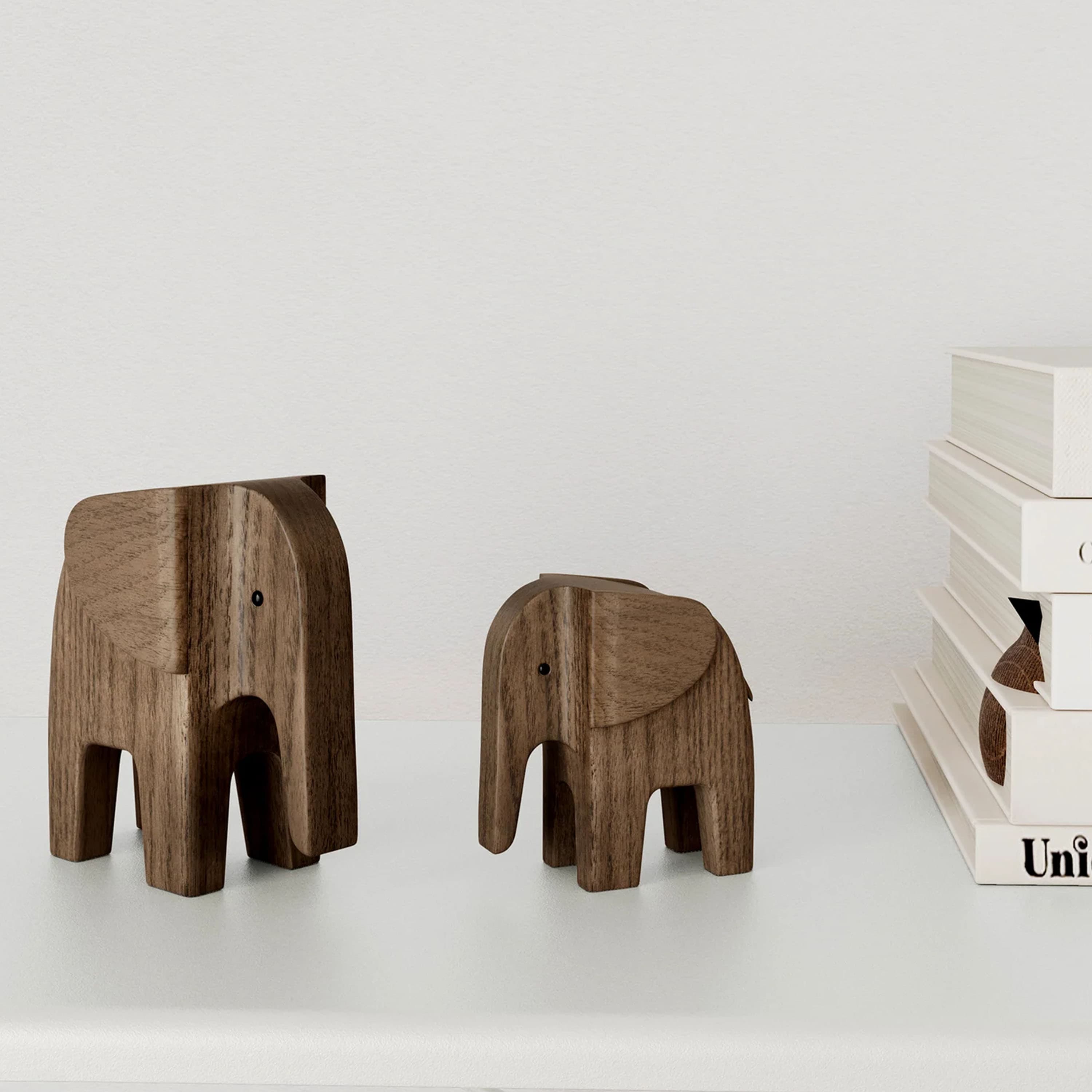 Elephant Decoration Smoke Stained Ash Wood