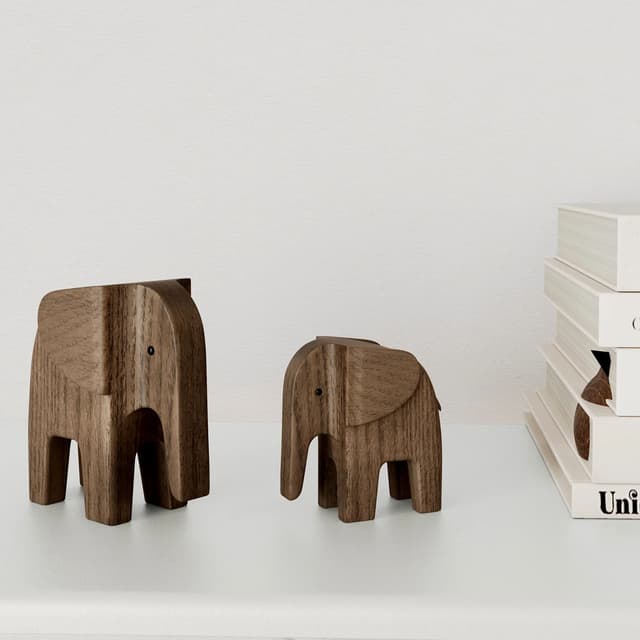 Elephant Decoration Smoke Stained Ash Wood