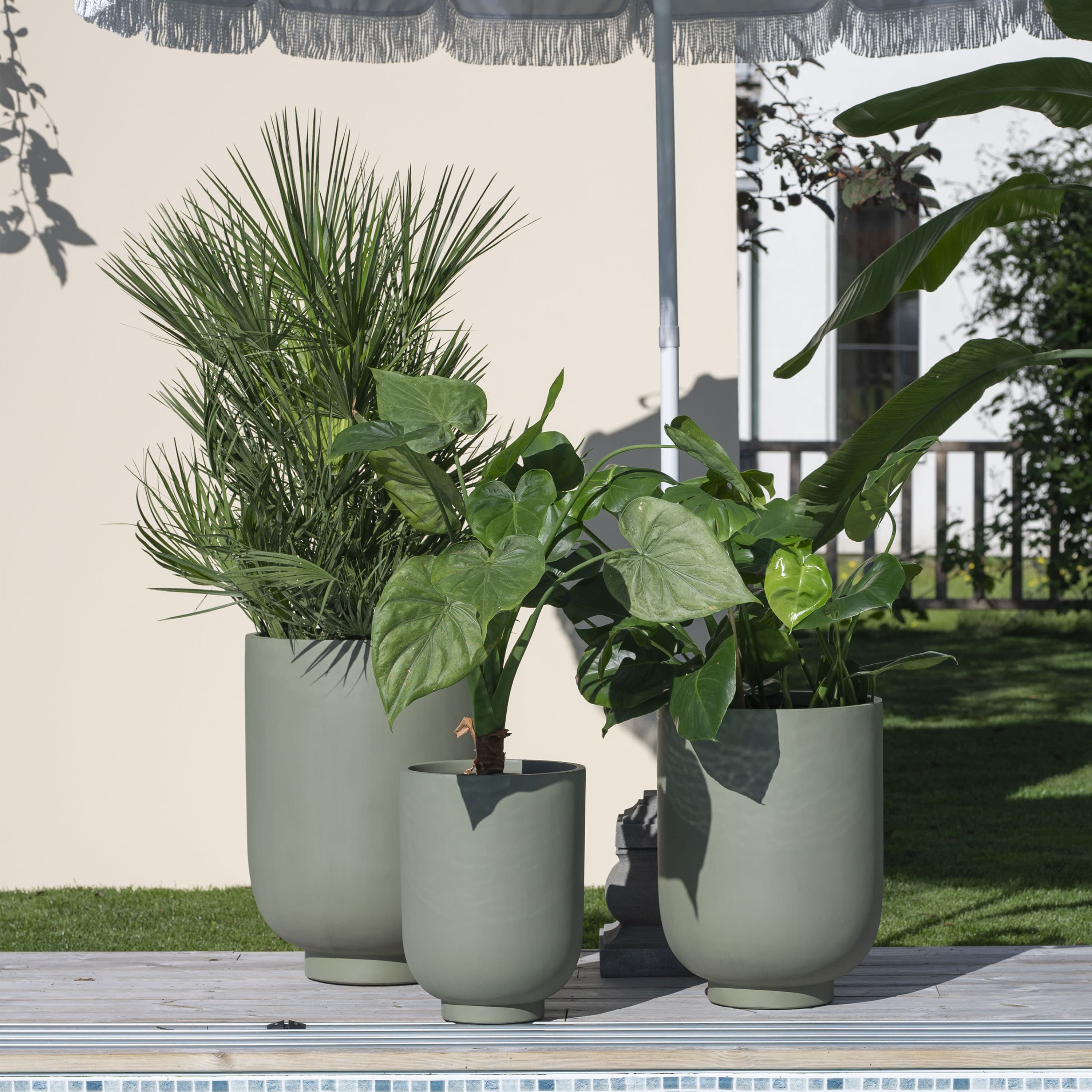 Malin plant pot green high 3-pack
