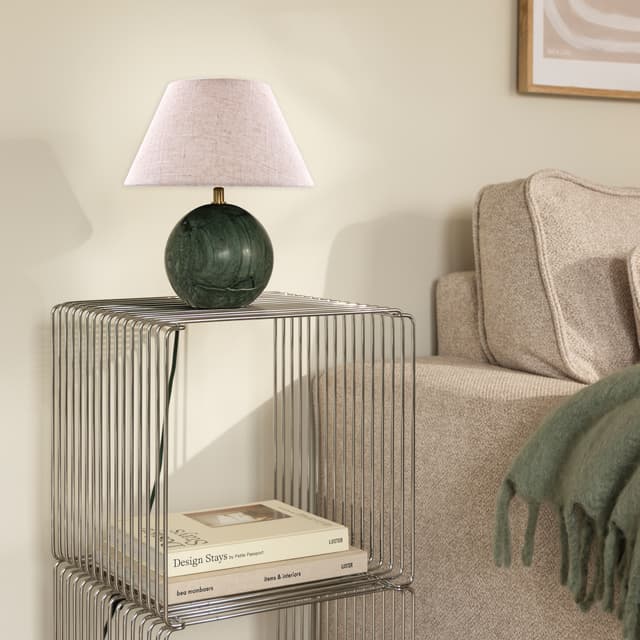 Castello Tischlampe Dunkelgrüner Marmor/Beige 24cm