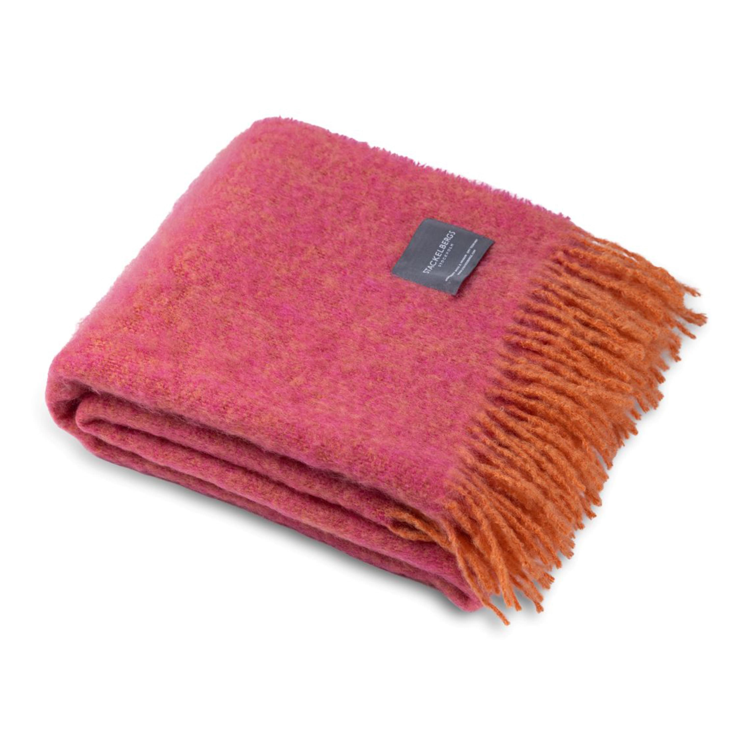 Mohair Decke Orange/Pfingstrose Melange