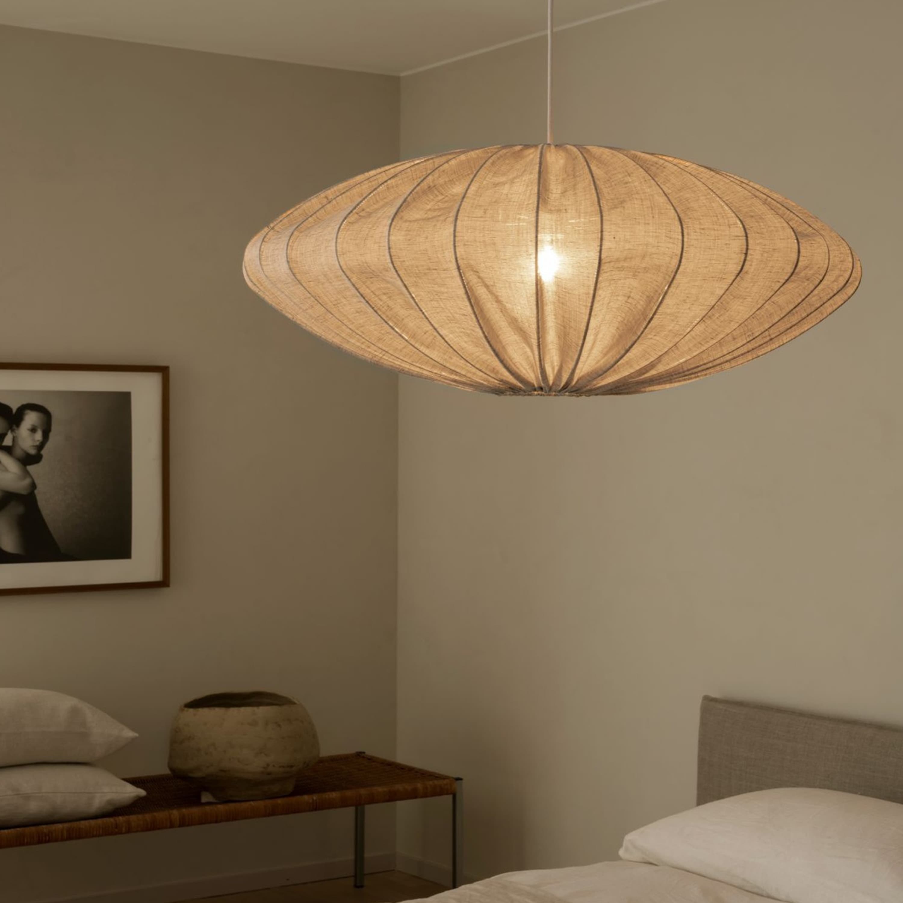 Ellipse Deckenlampe Leinen Sand 80