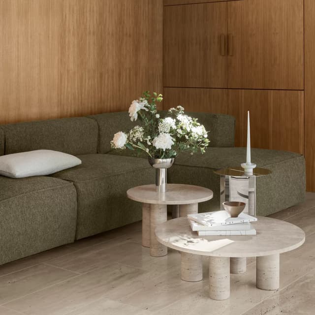 Volos Side Table Travertine Ø52