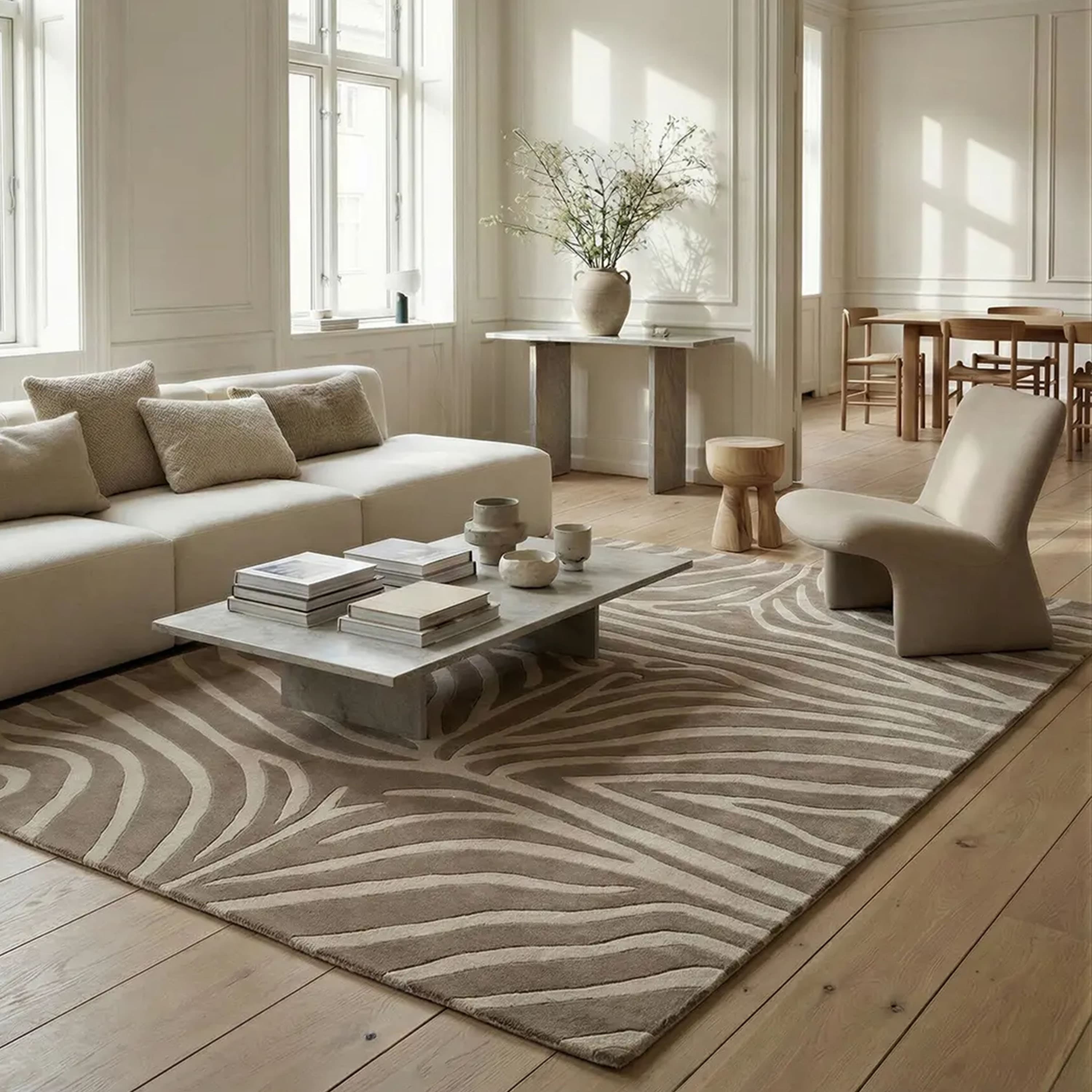Zebra Wollteppich Beige 170x230