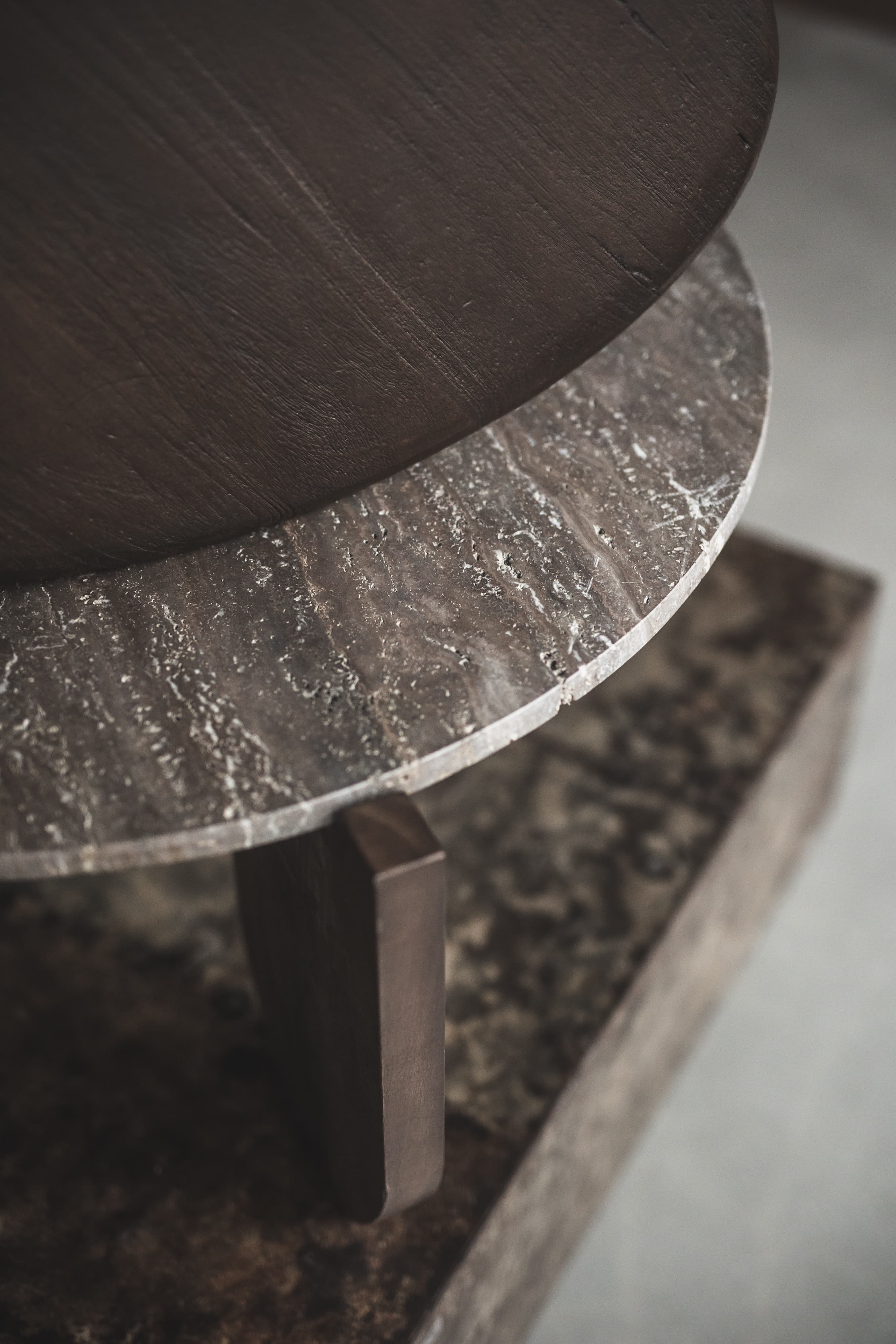 Tabella Coffee Table Travertine Grey Ø100