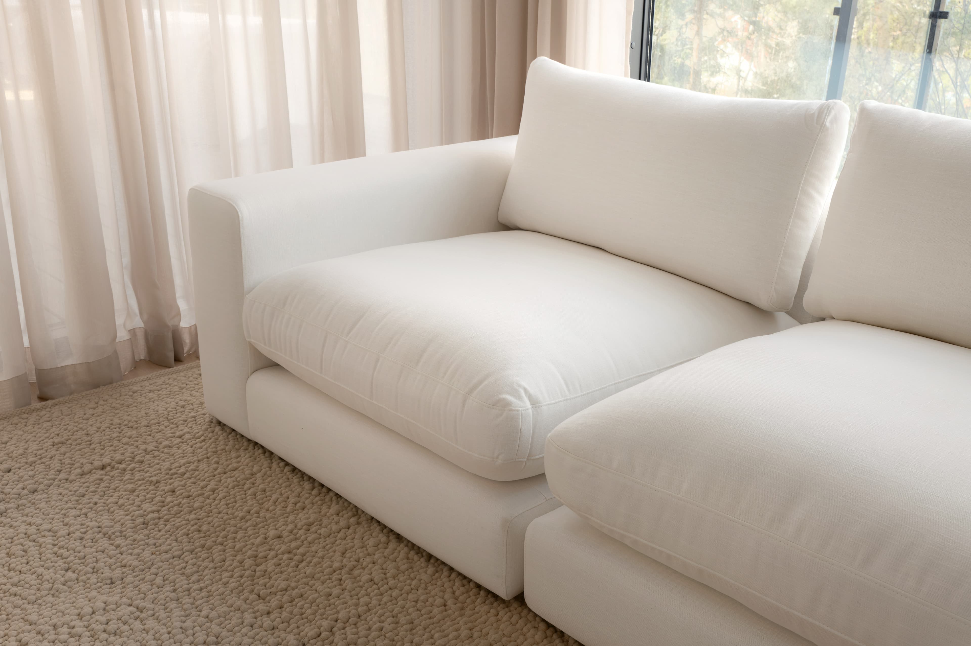 Capri 1,5-Sitzer Sofa-Modul mit linker Armlehne Weiß 142cm