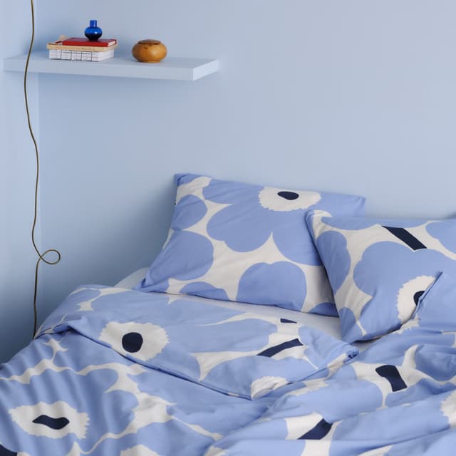 Unikko Jersey Bettbezug Off White/Light Blue/Navy Einfach